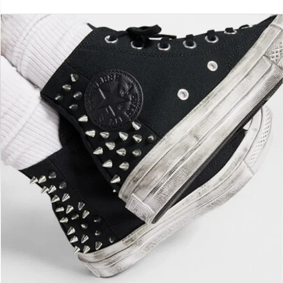 Converse Taylor All Star 70 High Top Sneaker Black and White with Studs US 5 - Picture 2 of 16